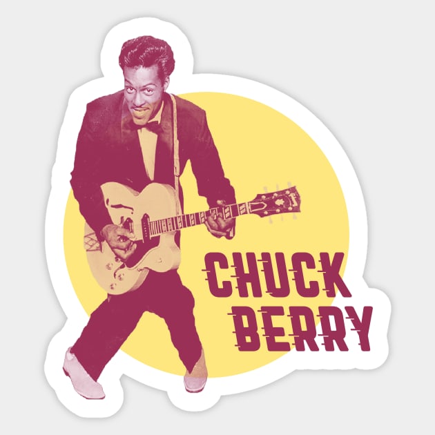 Chuck Berry - Father of Rock and Roll RETRO Sticker by Pitchin' Woo Design Co.